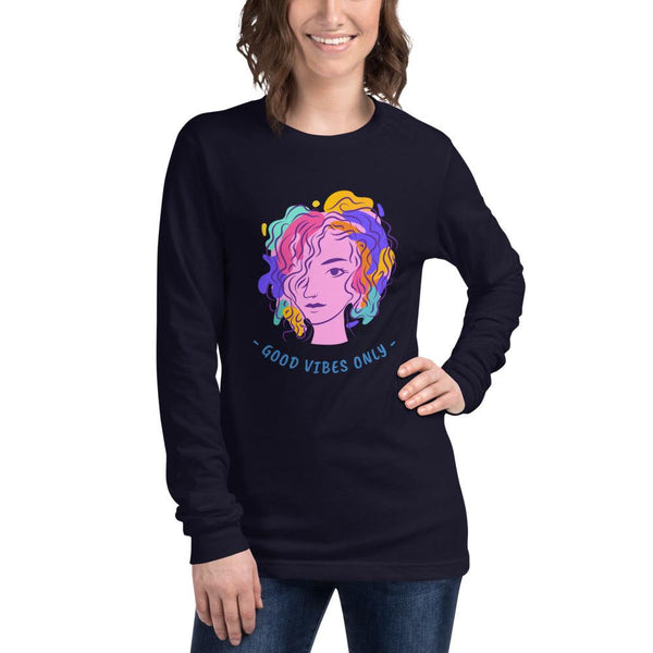 Unisex Long Sleeve Tee : Good Vibes Only - Image #3
