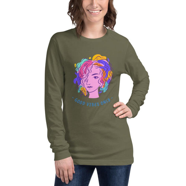 Unisex Long Sleeve Tee : Good Vibes Only - Image #8