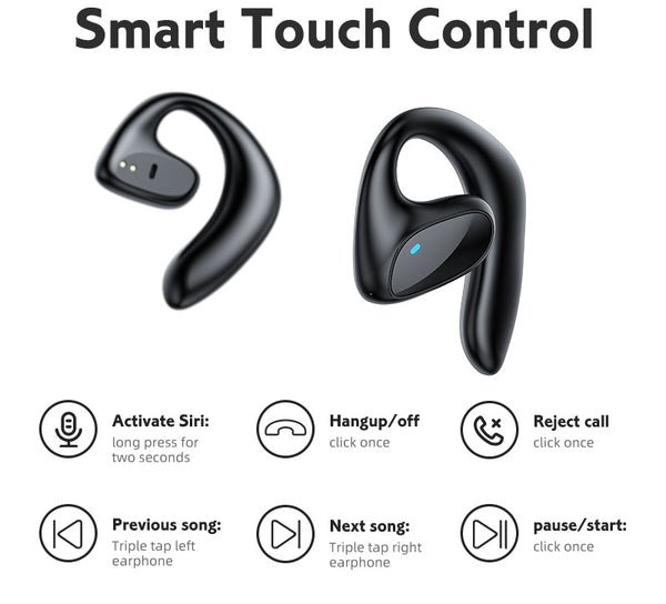 VL9 Outdoor Sport Earhook Headset Bluetooth Painless Air Conduction Headphone LED Digital Display TWS Phone Headset Earbuds