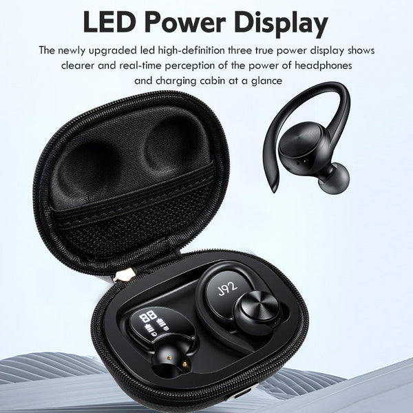 TWS Headphone Bluetooth 5.0 LED Digital Power Display Ear Hook Headset High Bass Sport Ear Hanging Earphone for iPhone Andriod Woven Design Earbuds